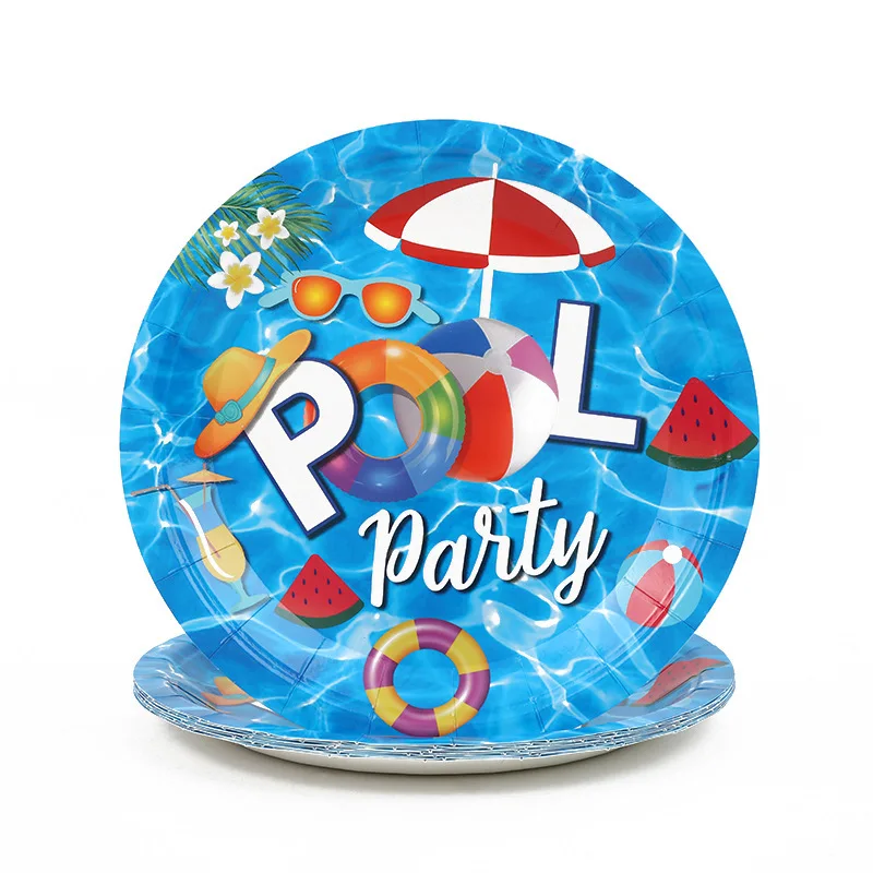 Summer Swimming Pool Theme Party Disposable Tableware Set Plates