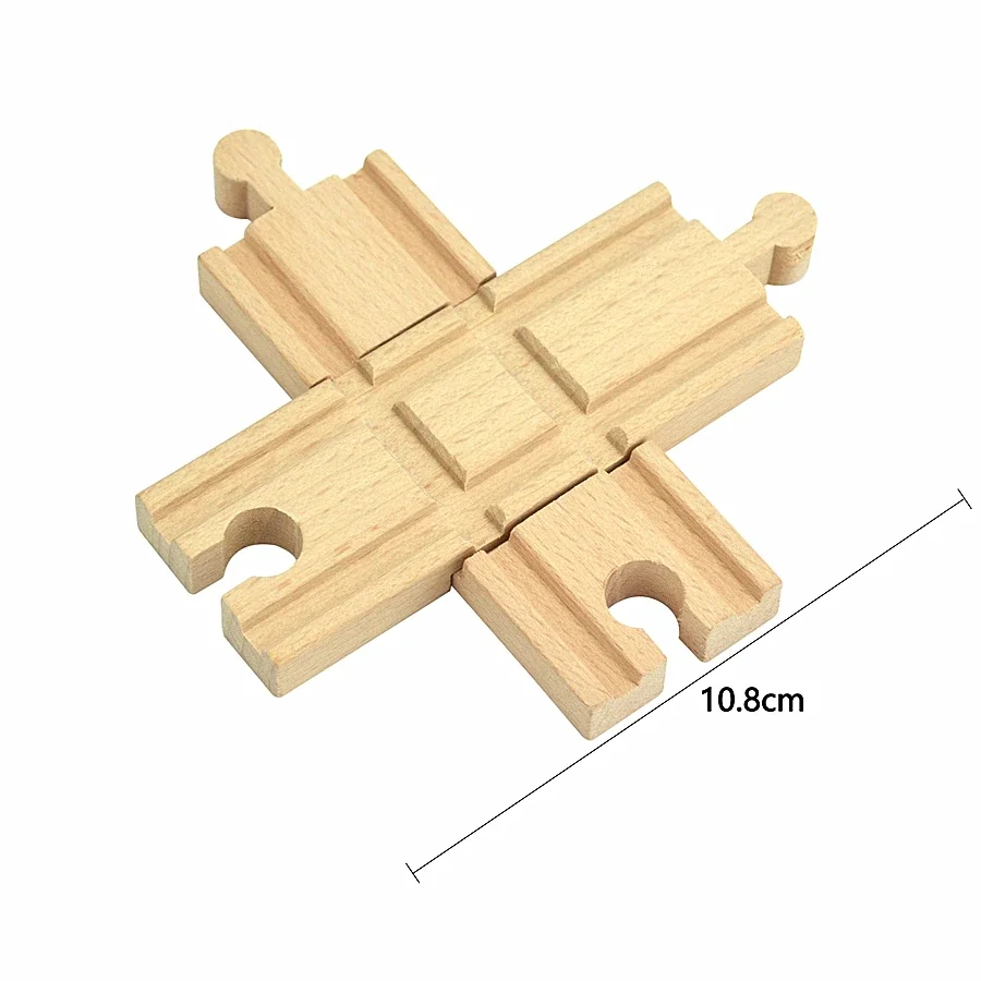 Wooden Train Track Intersection - Star-Shaped Crossroads & Expansion Accessory