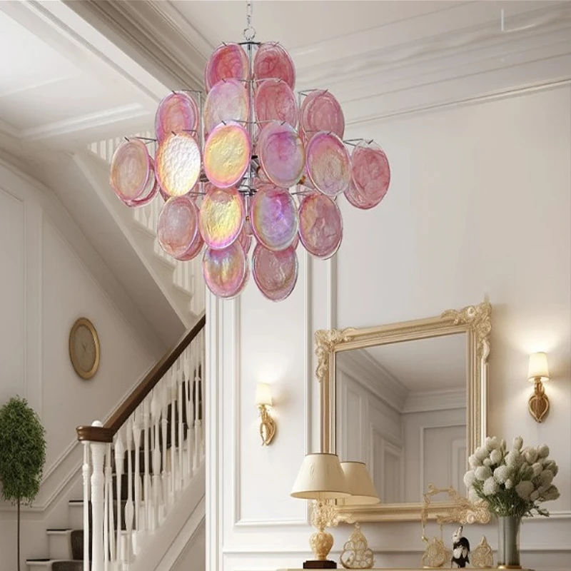 Red Cloud Glass Chandeliers LED Vintage Lighting Fixture Italy Designer Hanging Lamp for Ceiling Dining Room Decor Lustre Foyer