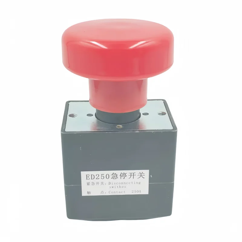 High-Amperage Red Emergency Stop Mushroom Push Button Switch for Industrial Vehicles and Equipment