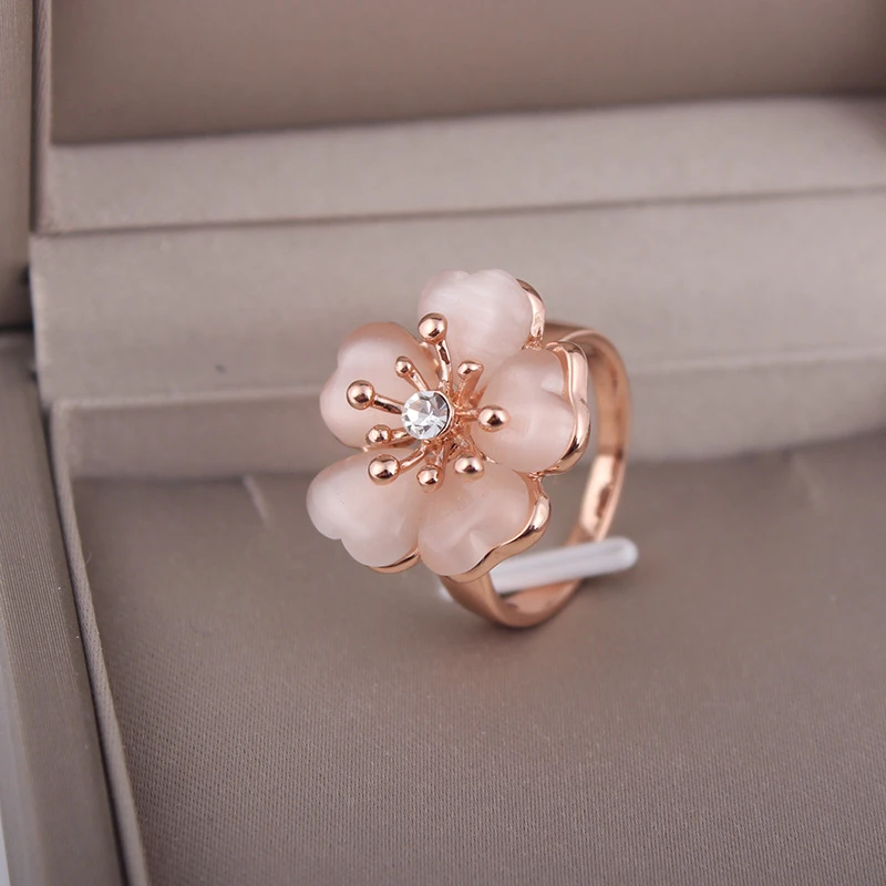 Ajojewel Rose Gold-color Girls Cute Ring Opal Flower Finger Jewelry Spring 2024 Woman Gift to offer Ajojewel Rose Gold-color Girls Cute Ring Opal Flower Finger Jewelry Spring 2024 Woman Gift to offer