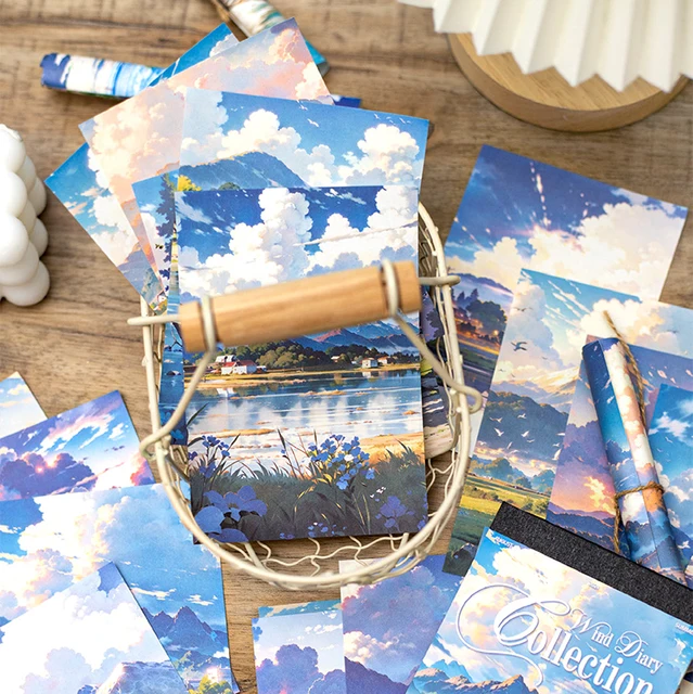 Mr. Paper, Anime Style Castle Beach Material Paper, Scrapbook Notebook Diary Photo Frame Decorative Card Paper, 50 Sheets/book 2