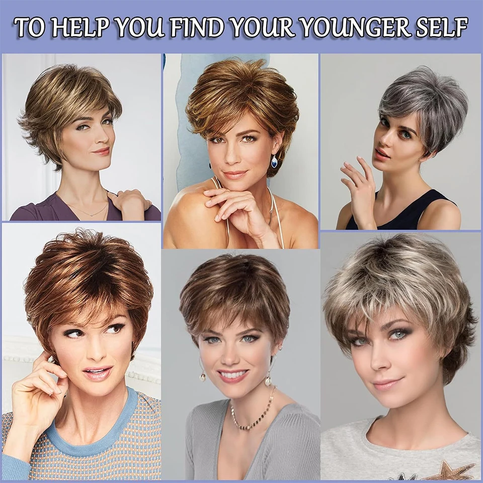 Topper per capelli corti da donna con capelli diradati, taglio pixie, extension sintetiche naturali per uso quotidiano - immagine 6