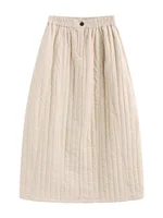 Thiened Cotton f Skirt Women's Retro Artistic Simple Match Mid-Length Cotton Skirts Commute Sle  And Pear Body pes - Image 4