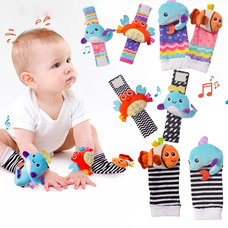 Baby Rattles Toys Animal Socks Foot Finder Rattle Set Infant Development Baby Games 0 6 Month Toys Birth Gift for Newborn Babies - 2