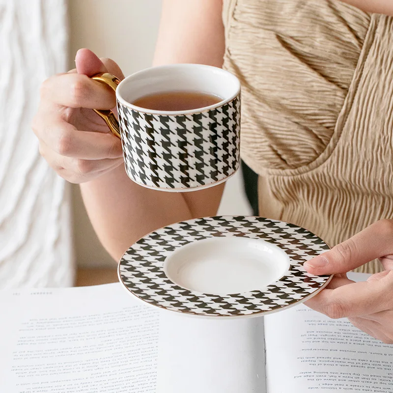 

European style coffee cup, plate, gold painted mug set, high appearance afternoon tea, ceramic design water cup