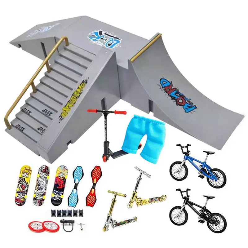 

Skate Pger Taark Kit Fingerboard Ramp 13 Pieces Set With 2 Finger Bikes And 3 Finger Skateboards Multiple Skate Park Models Fun