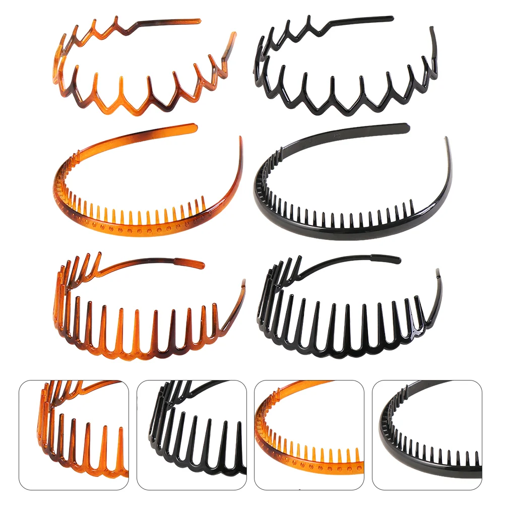 

Hair Comb Hair Pinss, 6PCS Elastic Wavy Toothed Hairbands Hair Hoops Wash Hair Pins Unisex Wavy Headdress for Men