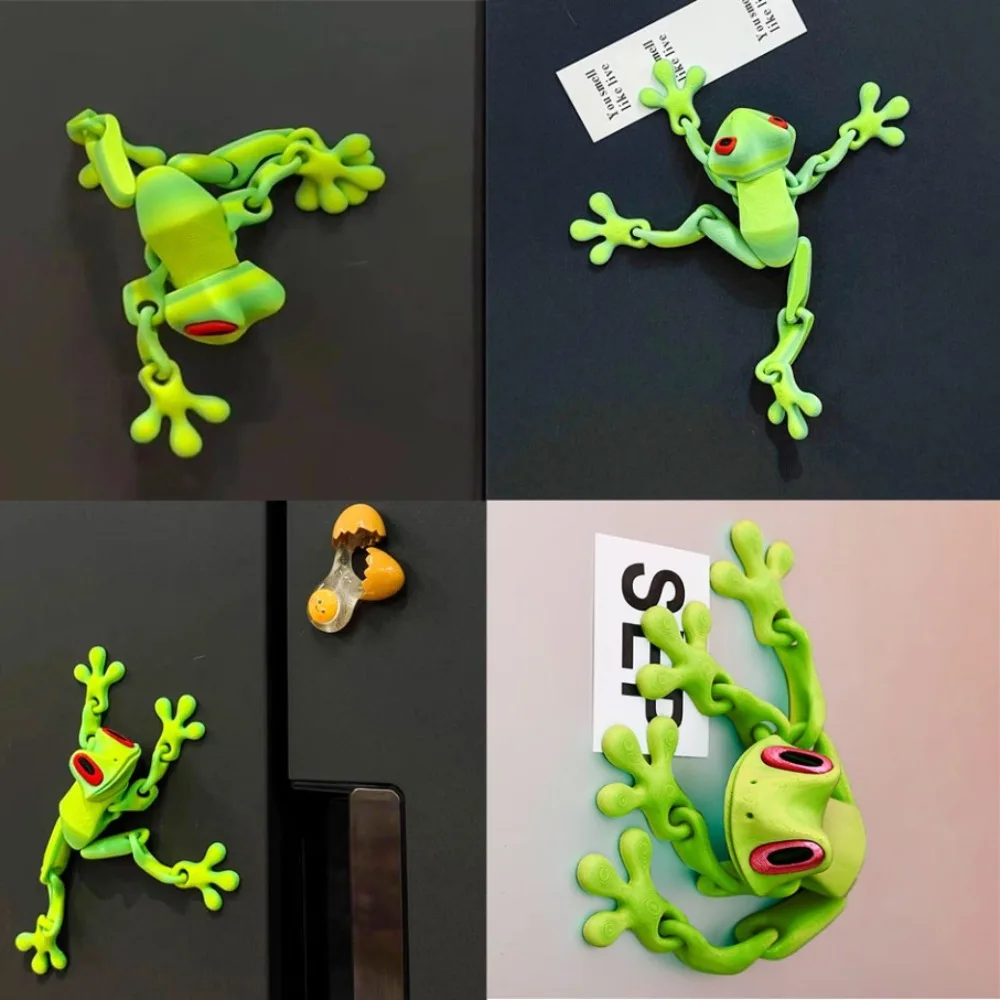 3D Frog Refrigerator Magnets Set Creative Funny Lifelike Design Cute Whiteboard Stickers Kitchen Decor Decals 1
