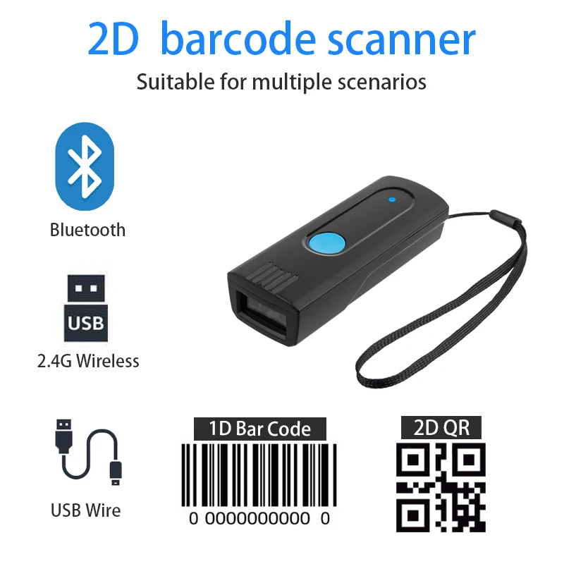 Mini Pocket Barcode Scanner Wireless Bluetooth Instant Upload or storage Mode Optional Support IOS Android Windows System 166