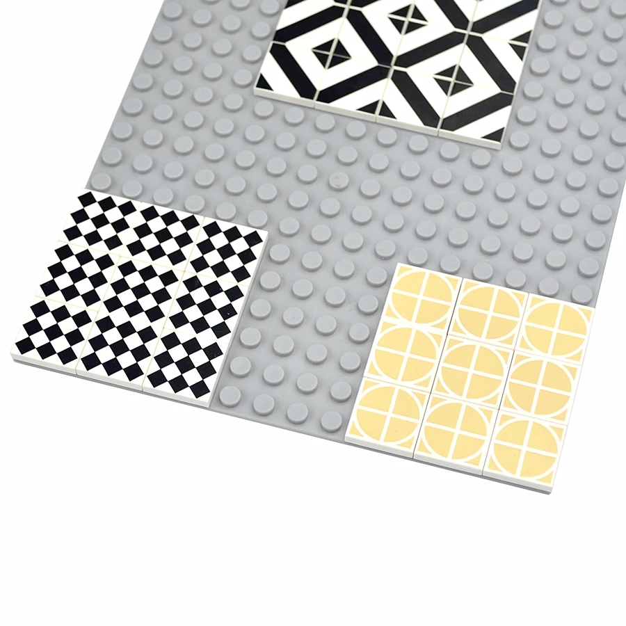 타일 ??벽돌 부드러운 2x2 50Pcs 인쇄 조립 빌딩 블록 장식 바닥 세라믹 타일 MOC 도시 집 건설 완구