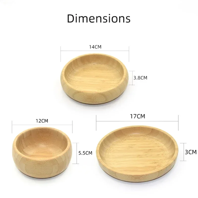 Natural Bamboo Tray For Children Cute Shaped Bamboo Tray Children's Feeding Tray Feeding Wooden Bowl and Spoon Set children feeding tray