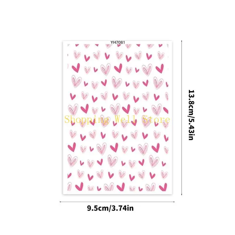 KX4B 발렌타인 러브 하트 전송 용지 95x138mm 클레이 귀걸이 보석 만들기위한 수용성 전송 용지