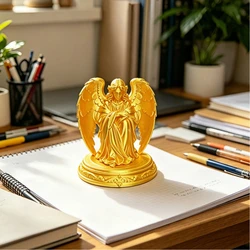 Heavenly Serenity: Exquisite Guardian Angel Sculpture (Gold)