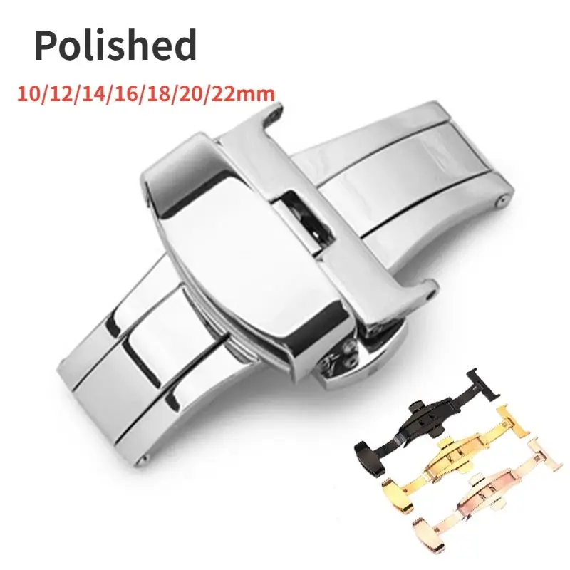 Stainless Steel Polished Butterfly Watch Clasp Strap Buckles