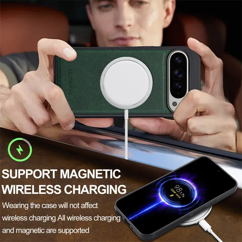 Magsafe Magnetic Flip Leather Wallet Phone Case with Card Pocket