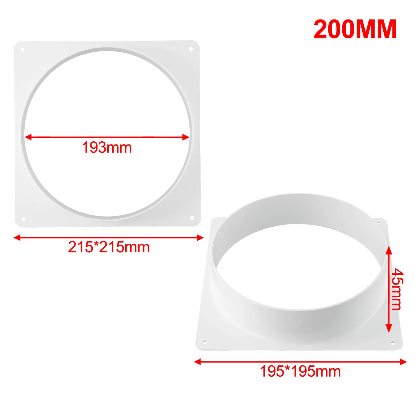 Aluminum Foil Ventilation Pipe Duct Pipe Connector Flange Connector White Air Vent Duct Connector Flange Straight Ventilation Pipe Square Bottom Ducting Tools Air Vent Duct Easy Installation