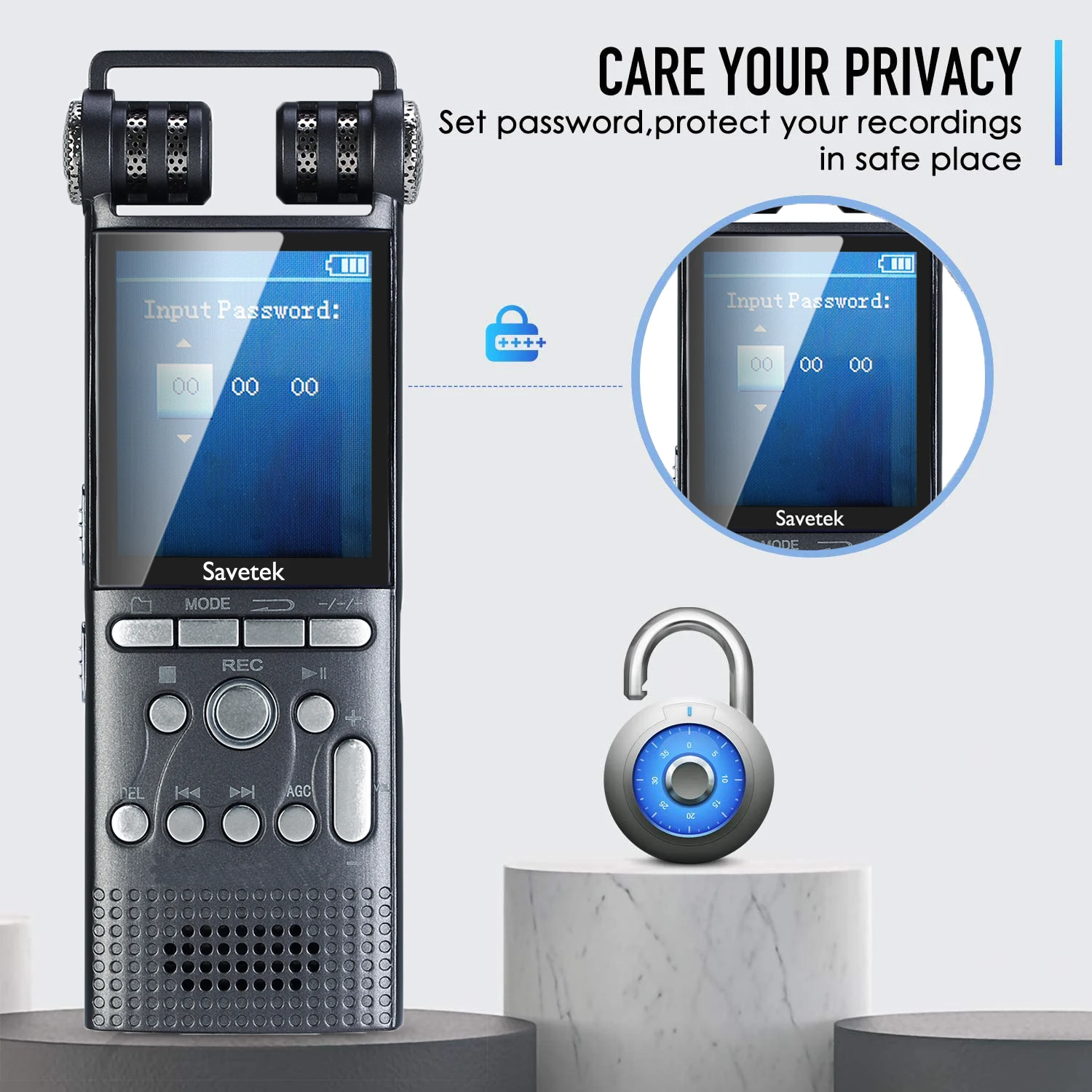 Koruyucu çantasıyla dijital kaydedici