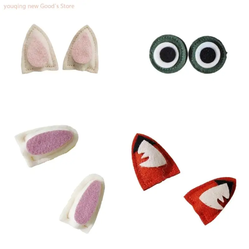 49ME 10pairs Cute Rabbit/Foxes Ear Shape Patches DIY Hairpin Creative Clothing Bags Hair Barrettes Keychain Sewing Decoration