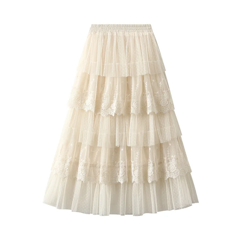 

Cake skirt, half skirt, women's summer 2024 new high waisted slimming sand skirt, high-end feeling gauze skirt, long skirt