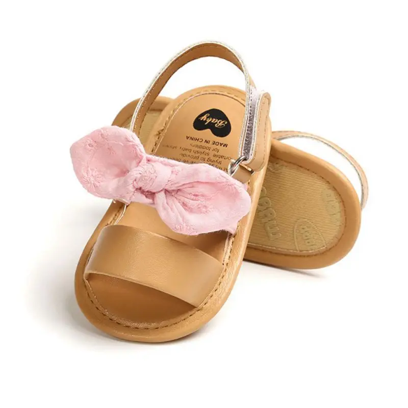 0-18M Fashion Newborn Baby Girls Sandals Princess Shoes Infant Bowknot Toddler Summer Sandals PU Non-slip Shoes 5