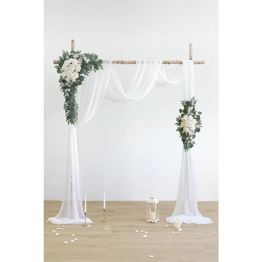 

Wedding Arch Flowers Kit (Pack of 3) with 26Ft White Shiny Arch Draping Fabric for Wedding Party Ceremony Reception Backdrop