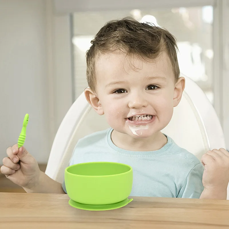 Silicone feeding set 2PCS baby spoon fork set soft silicone sticky spoon children cutlery training kids feeding tableware kitchen accessories