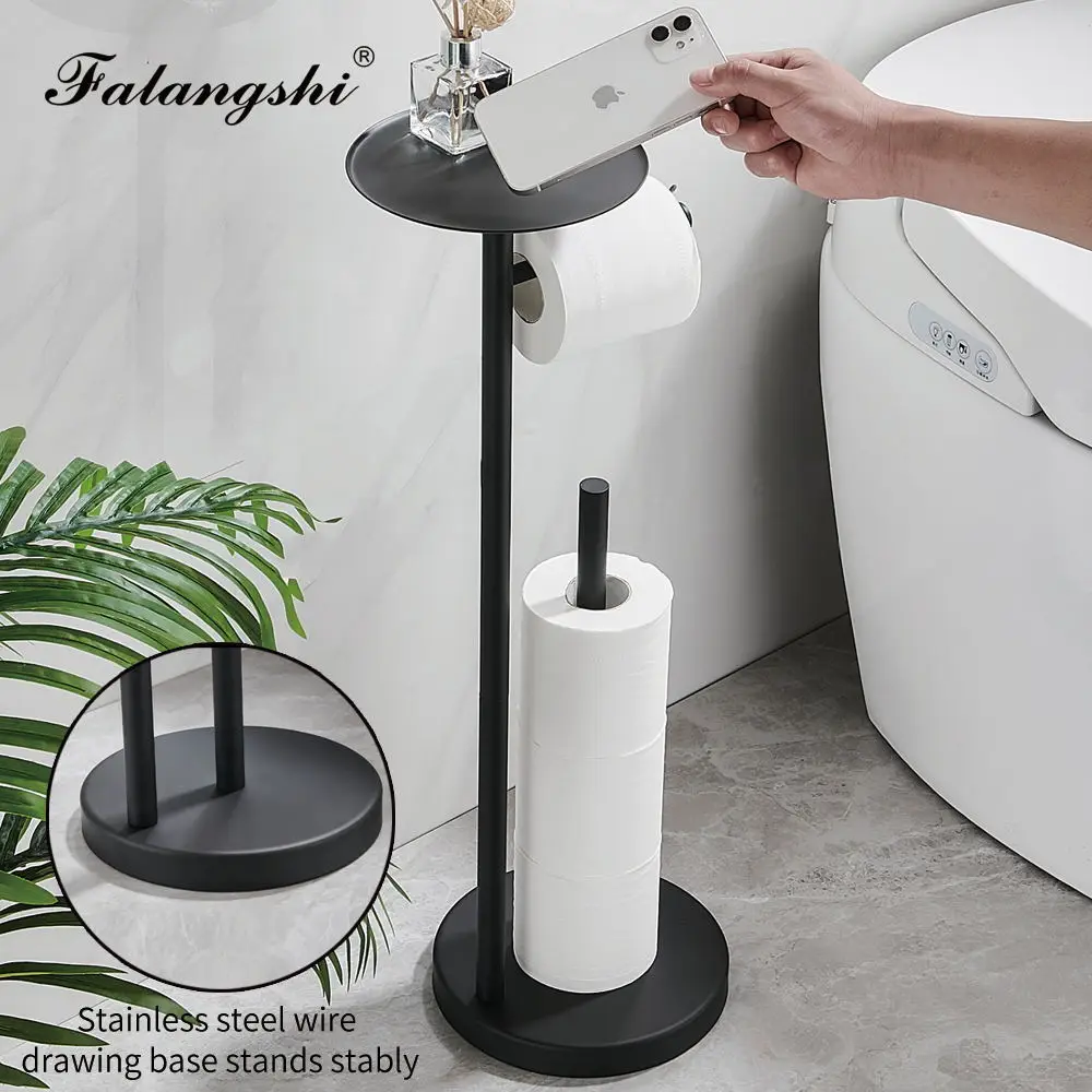 Piso em Suporte do Papel Higiênico Black Roll Paper Dispenser com Prateleira Organização do Banheiro Wb8236 Aço Inoxidável
