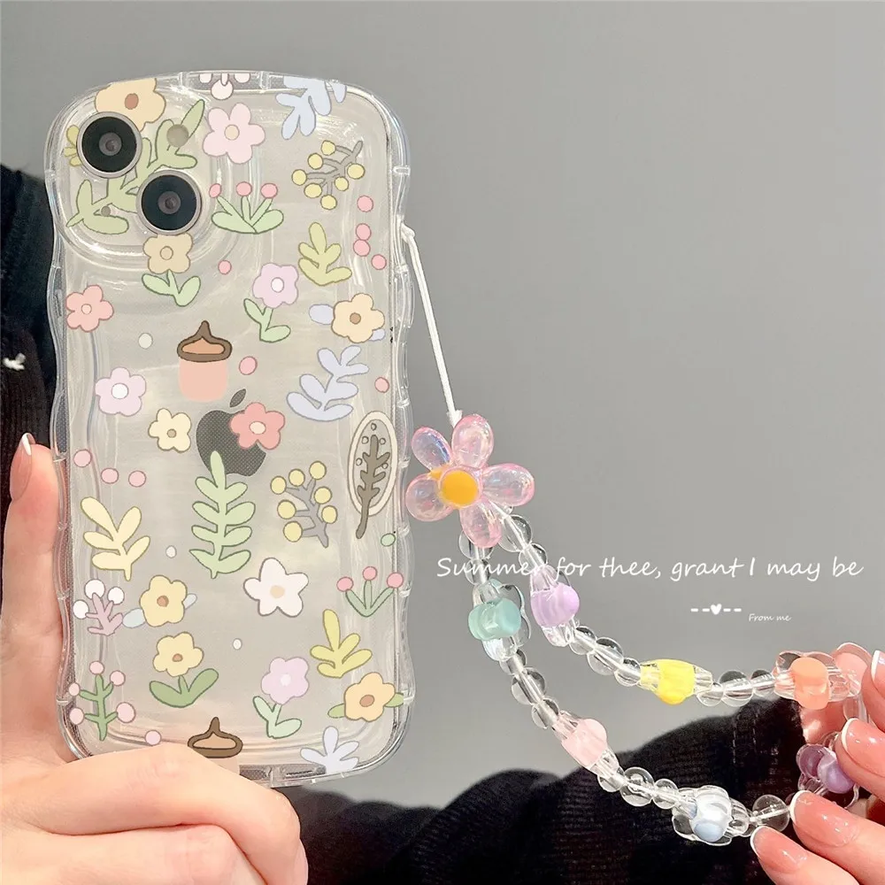 Korean Cute Luxury Rose Flower Bracelet Chain Clear Soft Phone