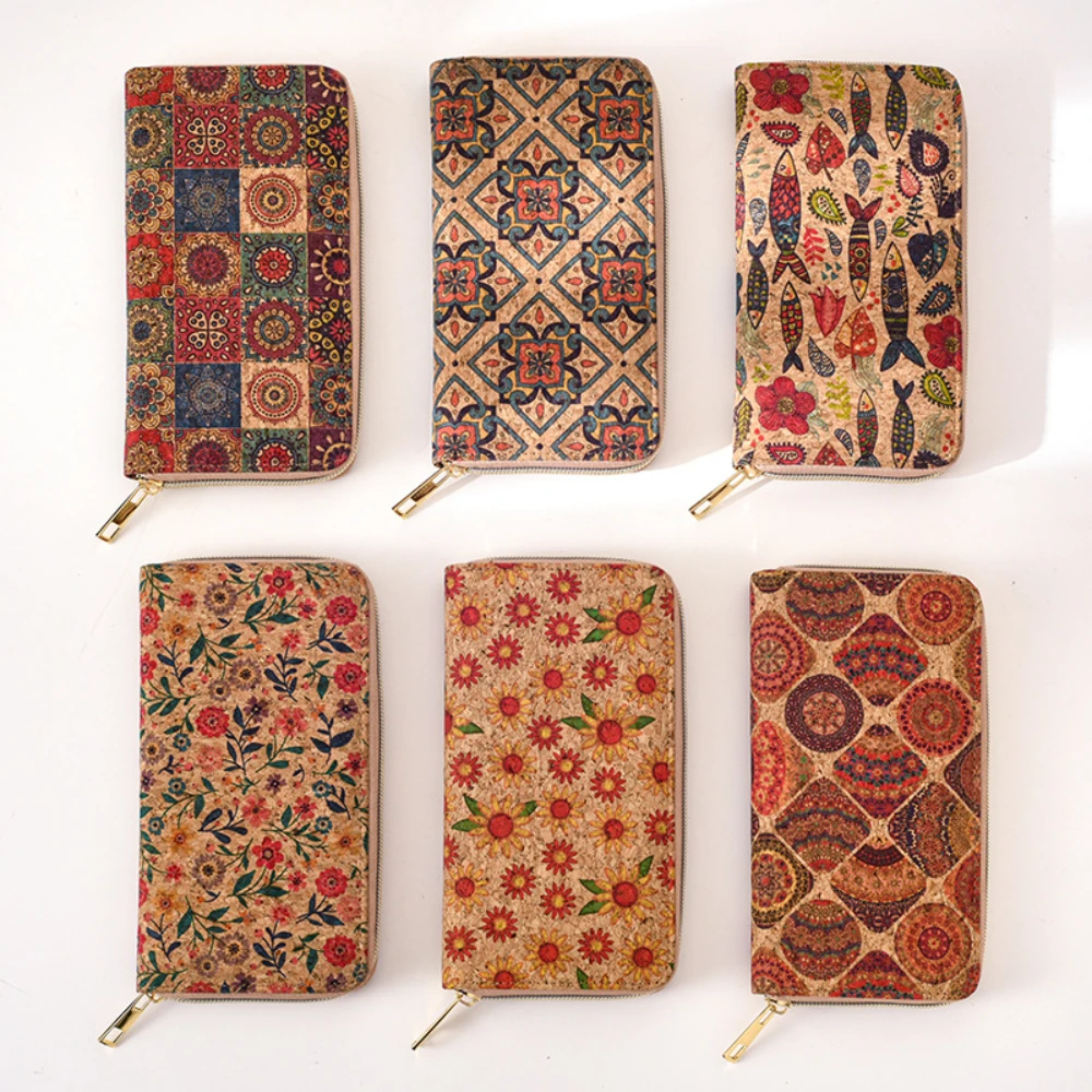 Bohemian Style Women's Wallet Retro Advanced Wallet with Wood Grain Portable Geometry Multiple Card Slots Card Holder Coin Purse