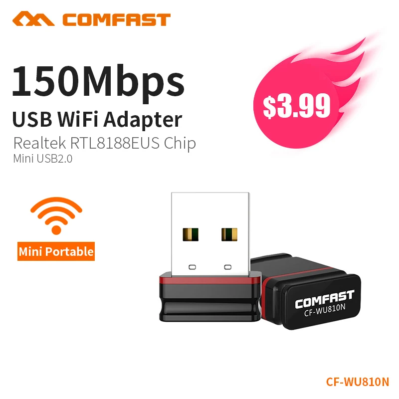 Comfast 150Mbps Mini Wireless Usb Wifi Adapter Dongle Network Lan Card 802.11N Ricevitore Pc Per Mac Windows Sxp/7/8/10 Vista Linux