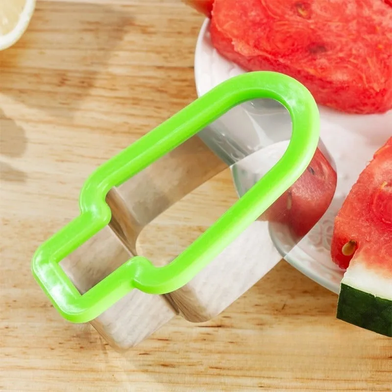 Watermelon Fruit Cutter Stainless Steel Popsicle Shape Slicer Melon Cutting Mold Kitchen Tool for Kids Summer Snacks Fruit Salad