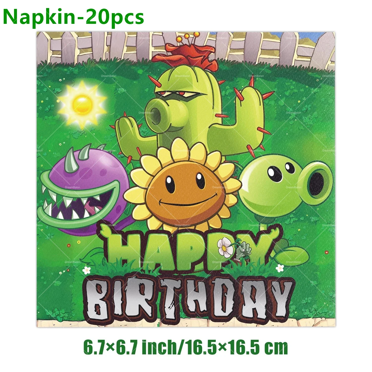 Cartoon Game Party Decor Set with Balloons, Banner, and Tableware