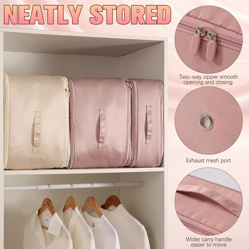 1PCS Multi-size Clothes Storage Bag Organizer With Handle For Blankets Bedding Foldable With Zipper Storage Bag 3