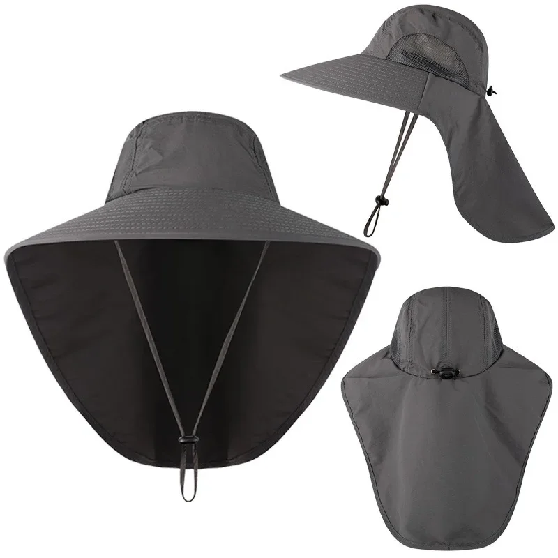 Fisherman Hat Outdoor Sports Jungle Hiking Hat Fishing Hat Wide Brim Bucket with Neck Cover Quick Dry Men Fishermen Sun Protected Cap