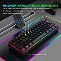 Gaming Keyboard,Russian/English RGB Backlit 61 Key Ultra-Compact Keyboard, Waterproof Mechanical Feeling Office aming Keyboards - Image 3