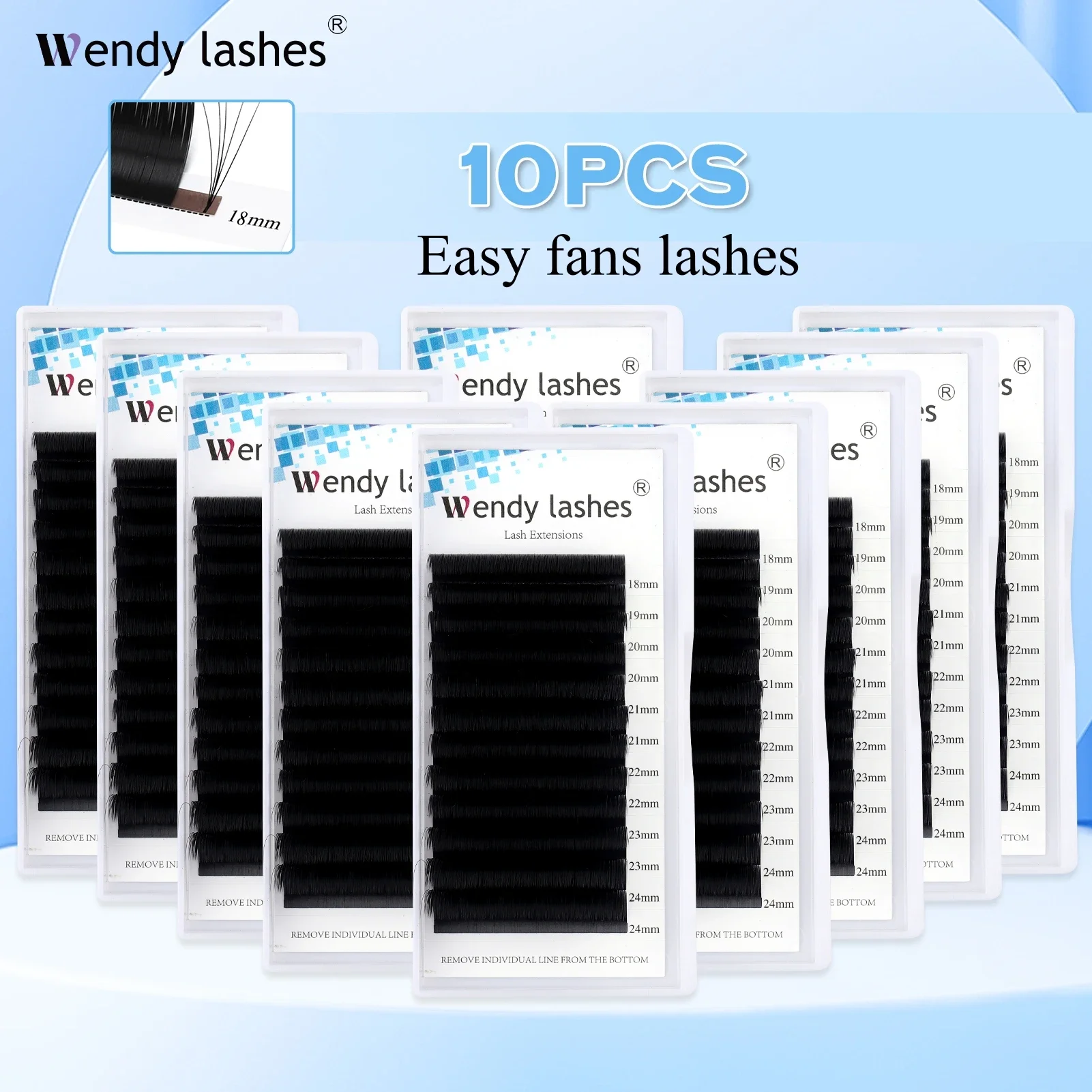 10pcs Eyelash Easy Fan Lash Extension Soft Faux Mink Natural Lash Russian Volume Fake Eyelashes Supplies eyelash extensions