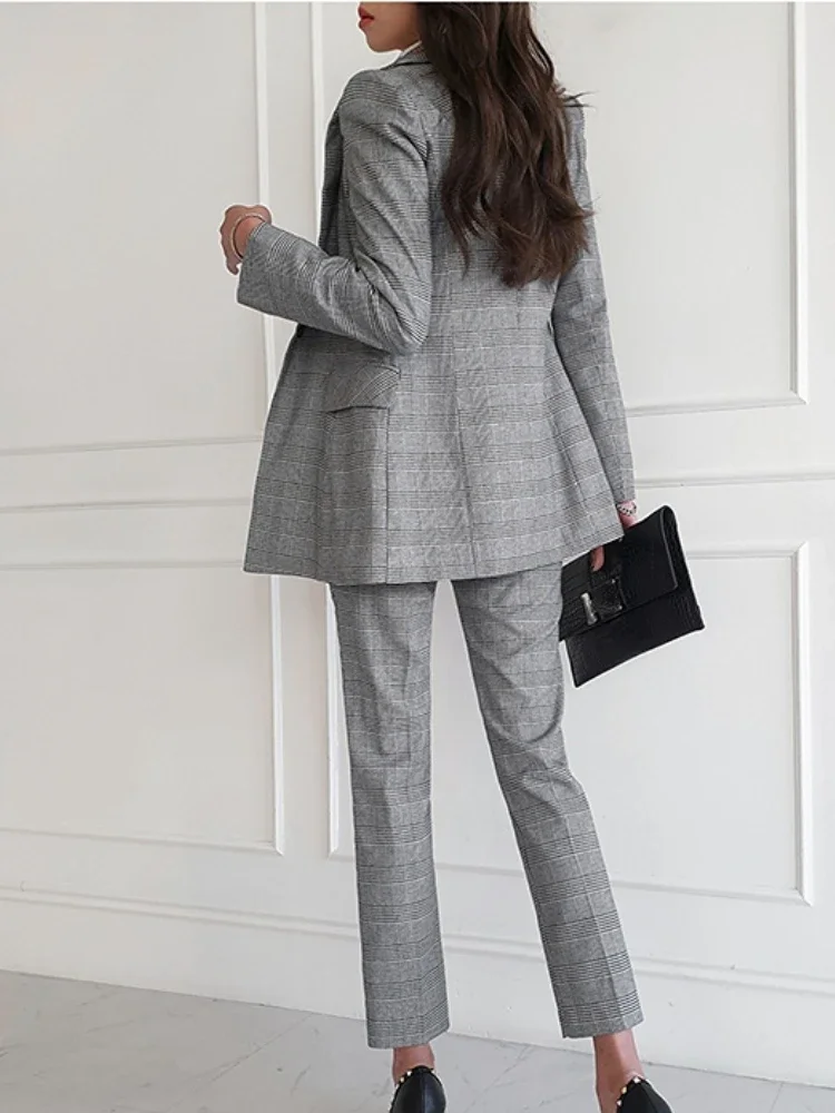 Women Plaid 3-piece Pants Sets