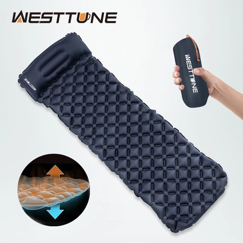 Westtune camping inflatable mattress with pillow ultralight outdoor