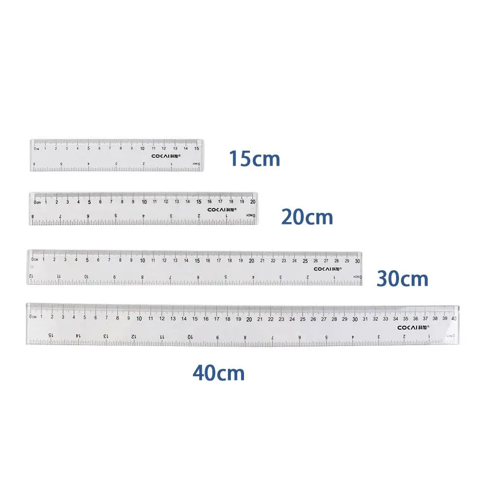 Desk Accessories 15/20/30/40cm Straight Ruler Plastic Transparent Measuring Ruler Multifunction Drawing Tool Exam Test