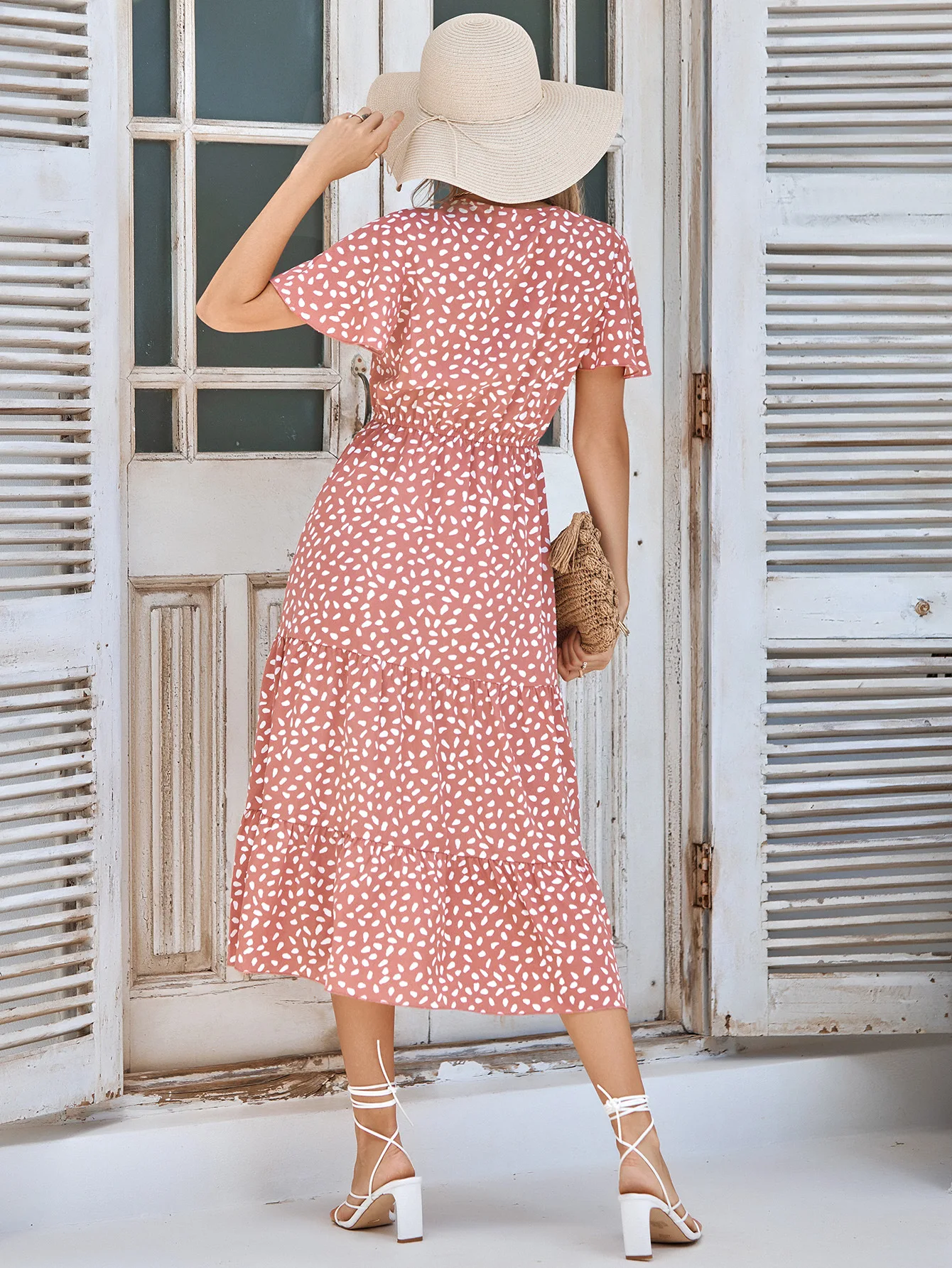 Elegant Leopard Printing V Neck Irregular Dress Dresses main image 1