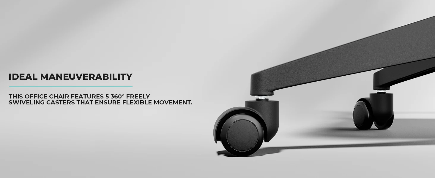 Smooth Mobility &amp;amp; Rugged Durability: Glide effortlessly across your floor on five dual-wheelcasters