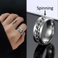 Anxiety Fidget Rings For Men Spining Titanium Stainless Steel Colorfully Spinner Rotatable Chain Jewelry Rotating Rings Men Gift 1