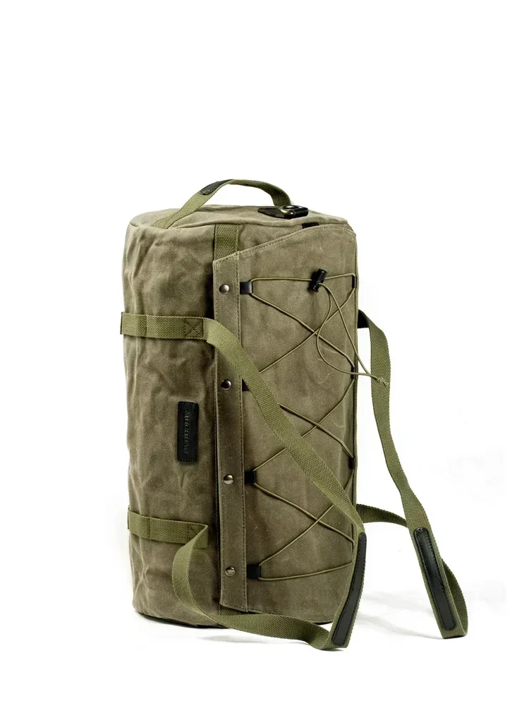 Oil Wax Canvas Cowhide Travel Tote Bag Vintage Waterproof Motorcycle Bag Causal Tools Men Handbags Messenger Bags