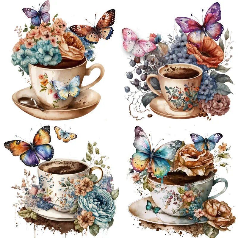 16Pcs/Pack Butterfly Coffee Sticker DIY Craft Scrapbooking Album Junk Journal Decorative Stickers