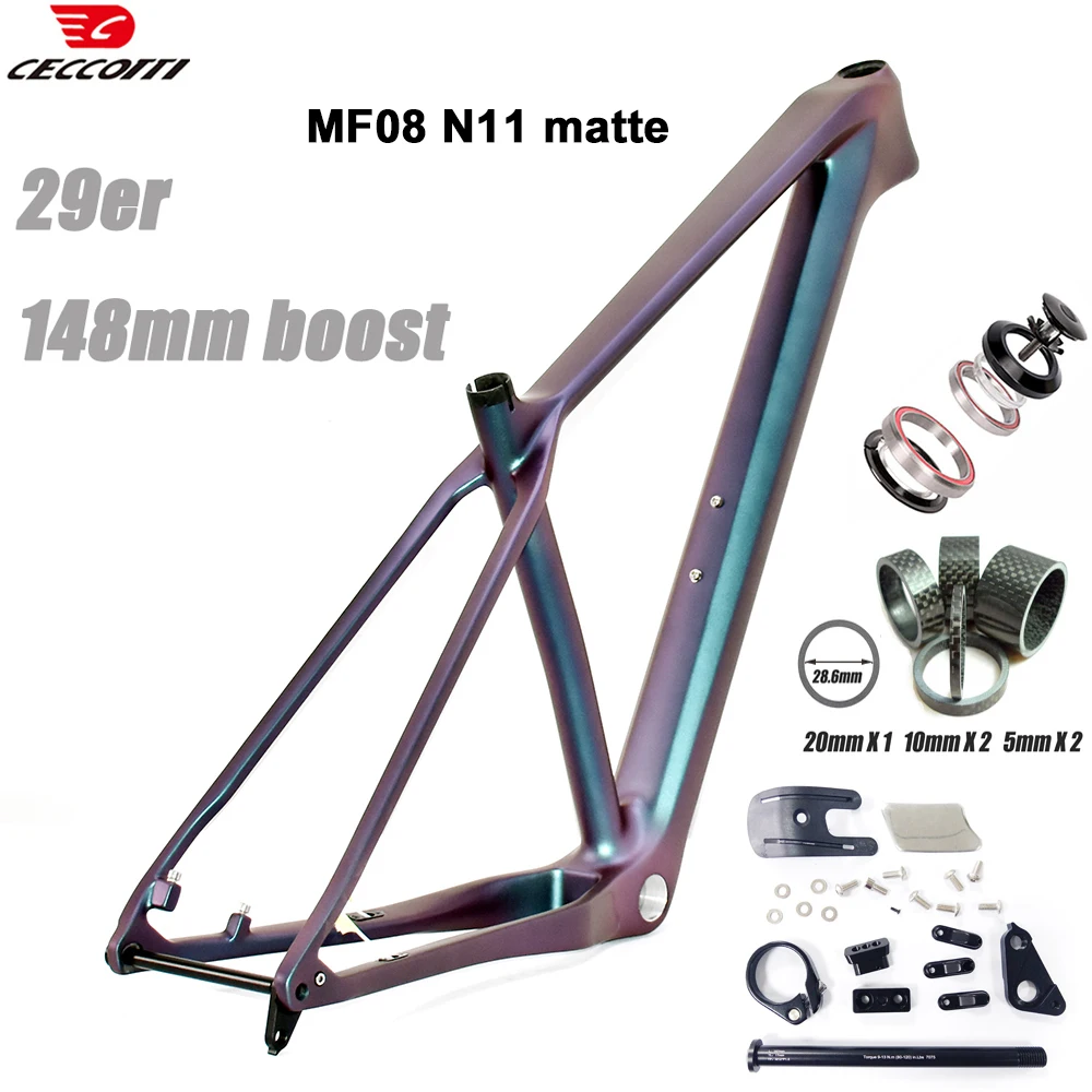 CECCOTTI-Carbon Mountain Bike Frame, 29er MTB, Real Color, 12X148 Boost, BSA73 Bicycle Framework