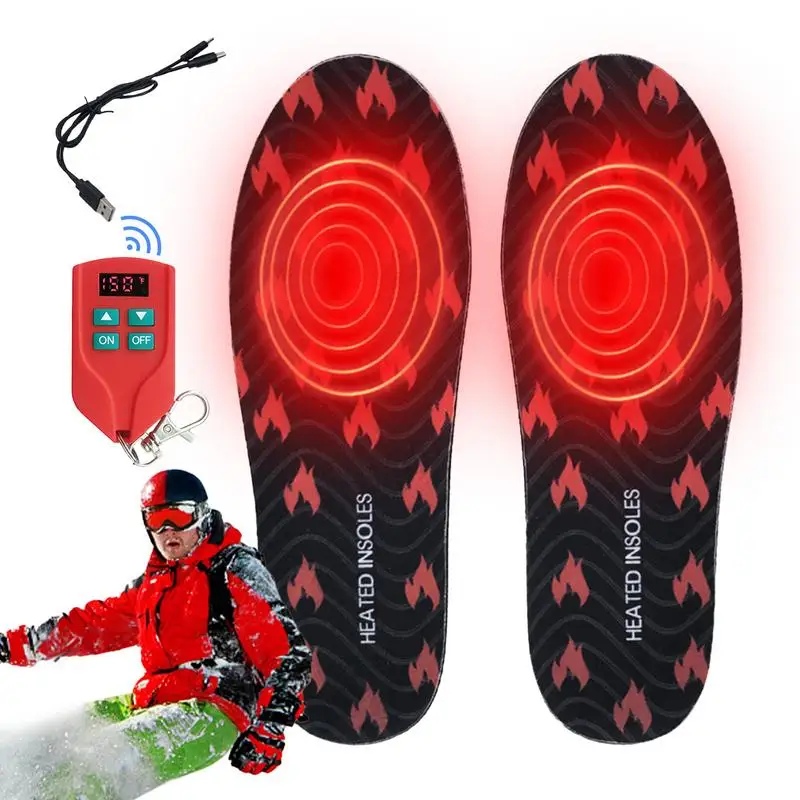 

Electric Heated Foot Warmer Insoles Heating Shoe Insoles Cuttable Washable Remote Control Heated Insoles With Led Display