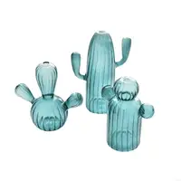 QX2E Cactus Glass Vase Hydroponics Plant Flowerpots Livingrooms Decorations for Bedroom 2