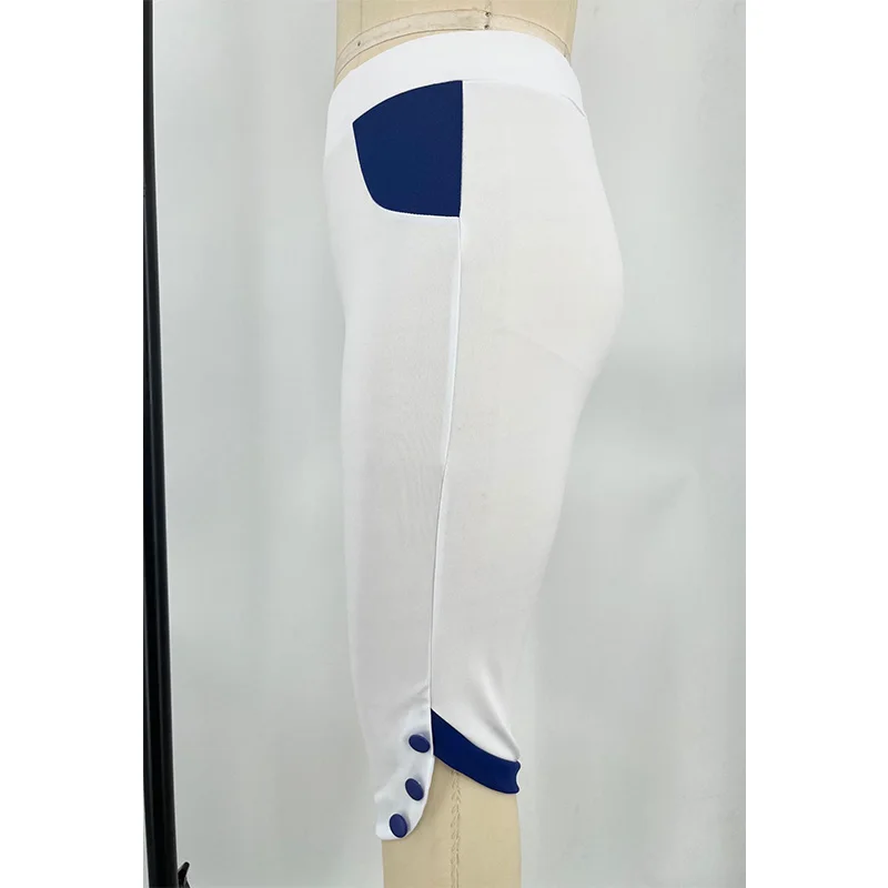 Spring Summer Solid Color Pants Patchwork Button Elastic High Waist Seven Points Casual Slim Pencil Trousers Plus Size Women