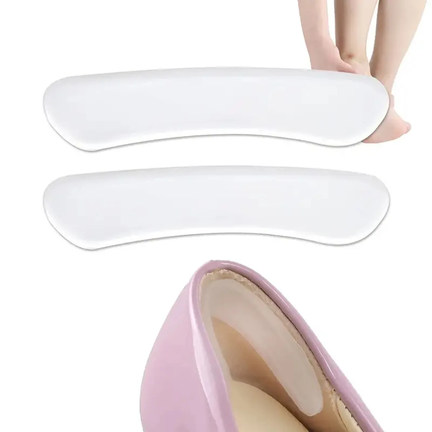 Invisible Anti-slip Cushioning Silicone Gel Heel Pads-Set of 4 Comfortable Non-wear Foot Cushions for Achilles Treatment, with